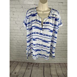 Aerie White Blue Striped Semi Sheer Lightweight Tunic Beach Swim Cover Up Medium